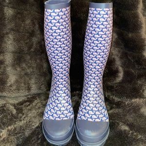 Vineyard Vines Tall Navy Whale Rain Boots Size 7